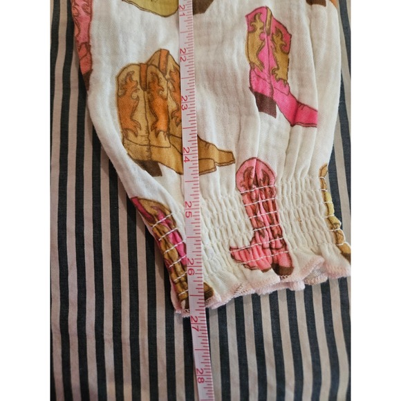 Mud Pie Cowboy Boot Romper Kids 12-18M Pink Cream NEW Muslin One-Piece Headband - Picture 6 of 6